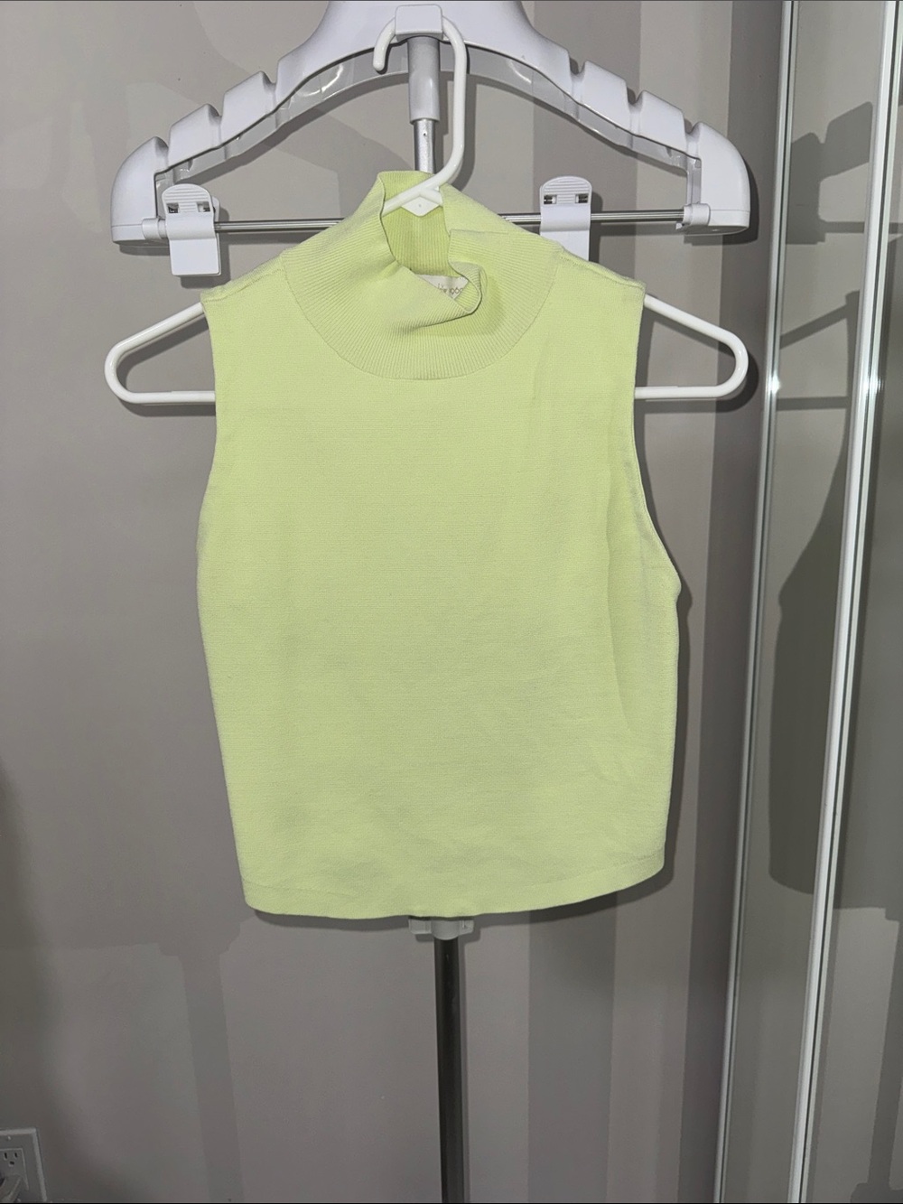 Sleeveless Mock Neck Top in Neon Lime - Women